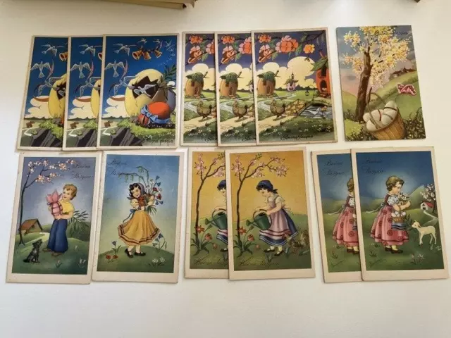 lotto 13 cartoline bambini buona pasqua vintage