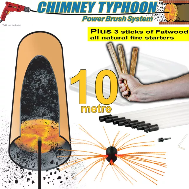 Flexible Chimney Sweep Set DIY Flue Sweeping Brush & Rod Kit Typhoon and Fatwood