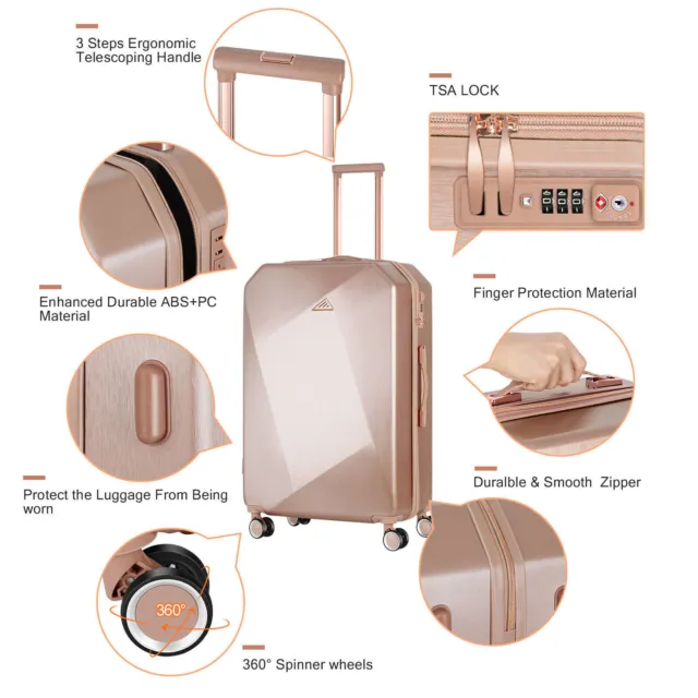 3/5 Pcs Set Luggage Suitcase Spinner Clearance Hardshell Lightweight TSA Lock 2