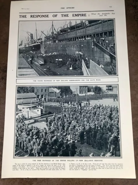 ww1 full page print . response of the empire -  new zealands response !