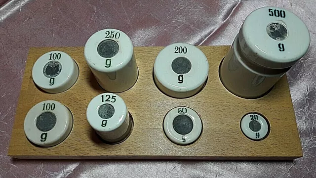Porzellan-Gewichtsatz in Holzbox