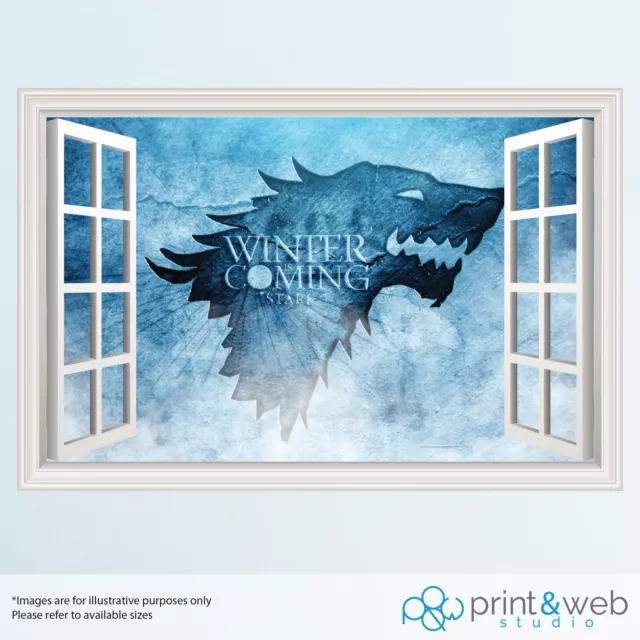 Game of Thrones Stark 3D vista finestra decalcomania adesivo da parete arredamento casa arte murale