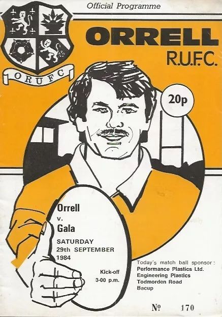 Orrell RFC (England) v Gala RFC (Scotland) Friendly 29th Sept 1984