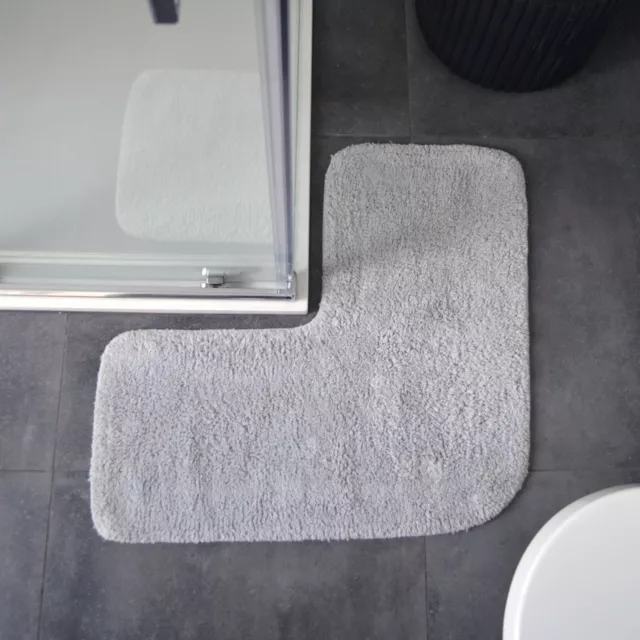 Estera de ducha de esquina 70 x 35 cm - 100% algodón en forma de L tapete de baño superblando, absorbente 2