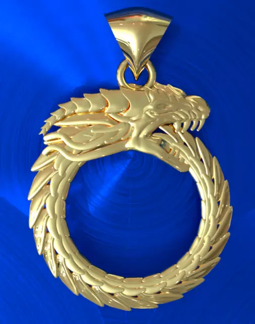 Solid  14k Yellow  Gold  Dragon  Luck Charm Pendant