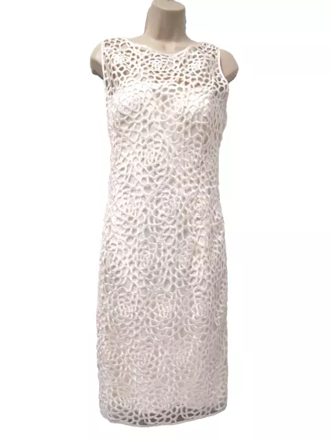 Adrianna Papell Evening Womens Cocktail Dress 12 Lace Sheath Ivory Sleeveless