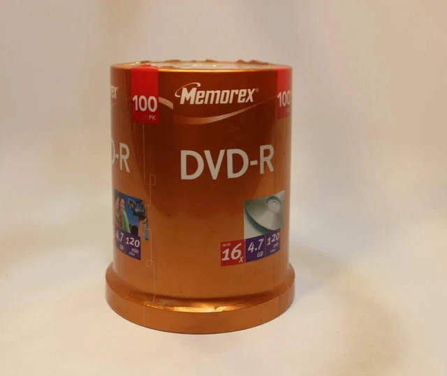 MEMOREX DVDR 100 Pack 4.7 GB Up To 16X Speed NEW SEALED Recordable