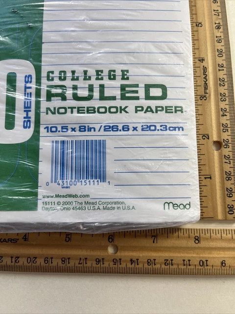 MEAD COLLEGE RULED Notebook Paper 150 VTG 2000 trapper keeper 3 ring ...