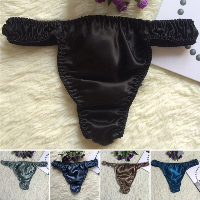 Soie Homme Sexy Lingerie Slip Taille Basse Élastique Sissy Culotte String