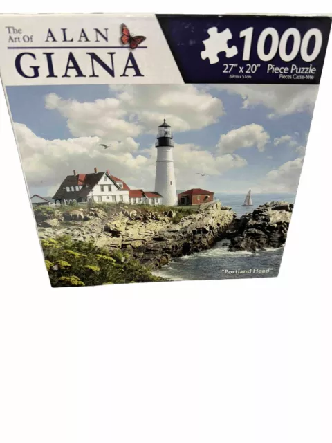 The Art Of Alan Giana Summer Light Lighthouse 27” X 20” 1,000 Piece Puzzle NEW