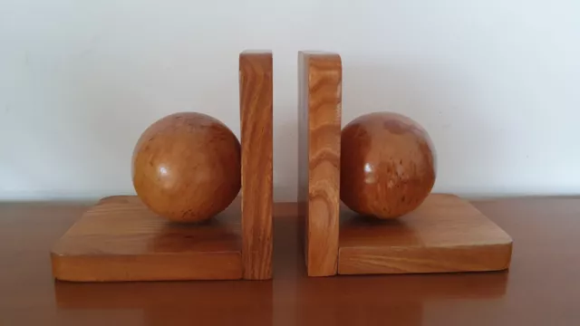 Buchstützen Vintage art deco Holz Kugel dänisch Stil Mid Century