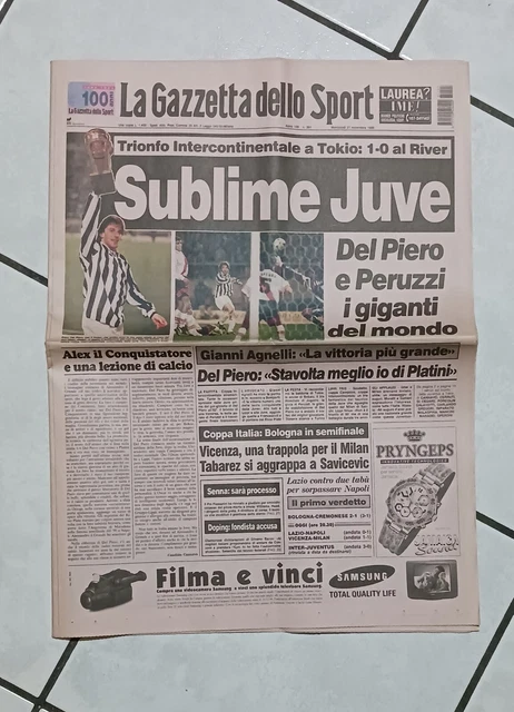Gazzetta Dello Sport – 9 Décembre 1985 – Juventus Vs Argentinos Juniors 6-4