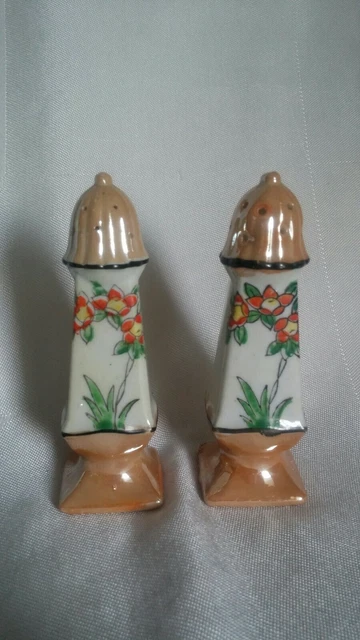 Vintage Hand Painted Porcelain Floral Salt & Pepper Shakers Made In Japan