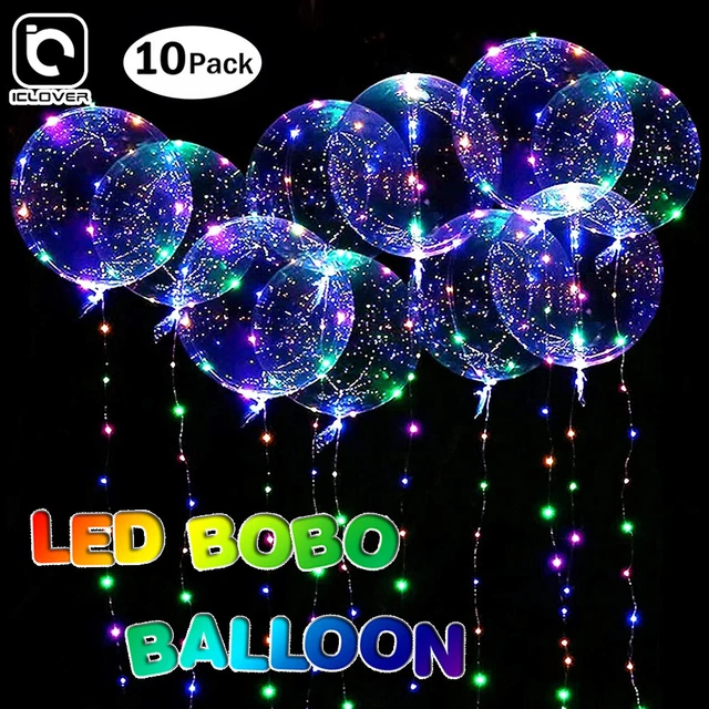 10 Pcs LED Light Up Bobo Balloons 20 Inch Graduation Birthday Wedding Decoration