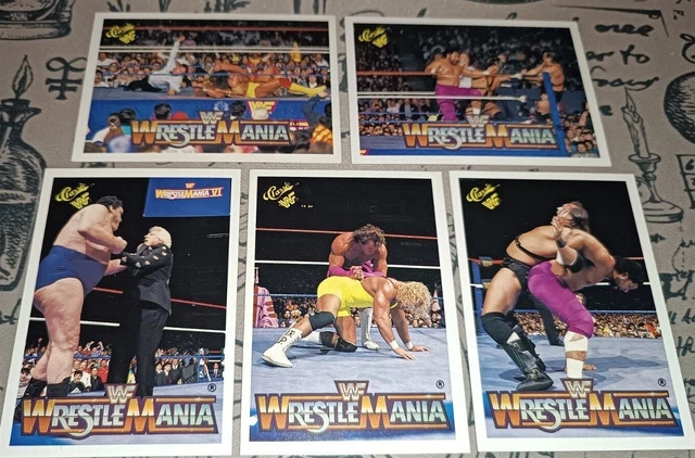 WWF 1990 CLASSIC - History Of WrestleMania Trading Cards - 141 to 145 £ ...