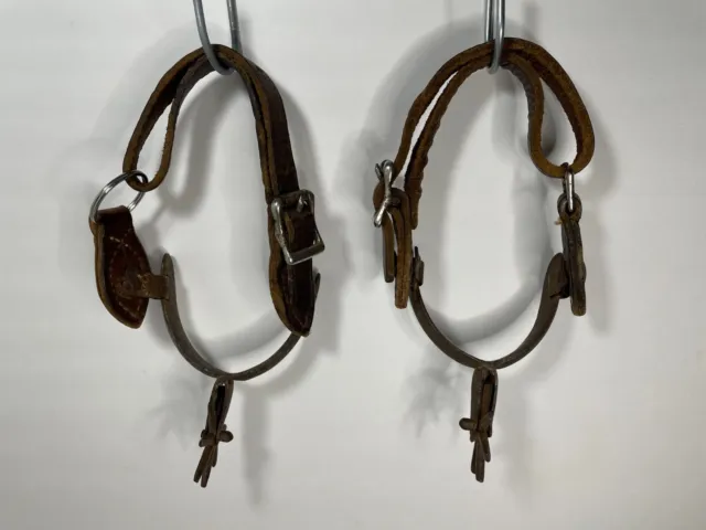 Old Vintage Horse Spurs with Leather Straps and Large Rowels