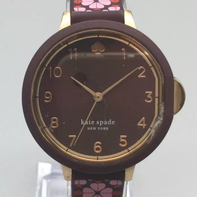 Kate Spade Park Row Watch Women Rose Gold Hearts Pink Brown KSW1570 New Battery