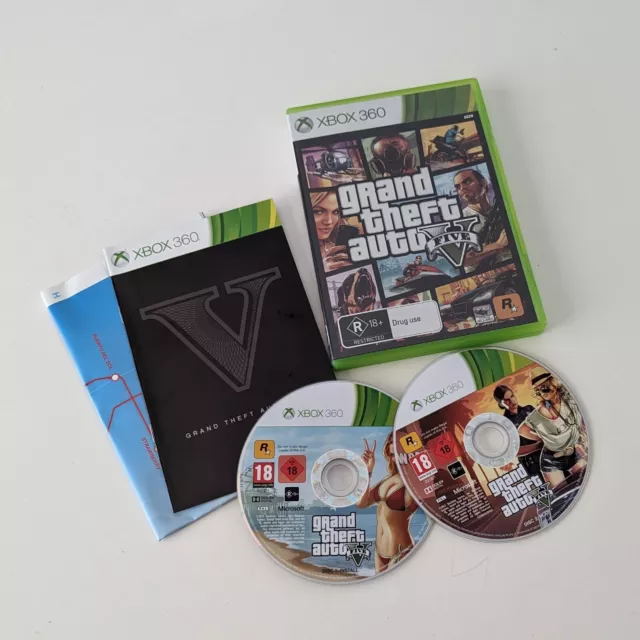 Grand Theft Auto V GTA 5 (Microsoft Xbox 360) - Complete W/Manual + Map  TESTED!