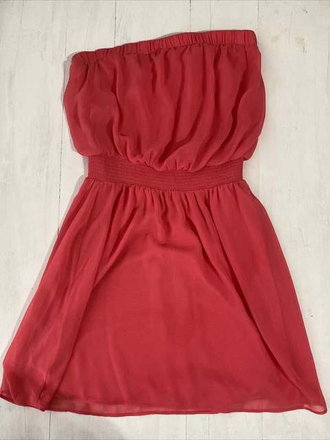 Express Tube Top Party Dress Sheer Coral Size S
