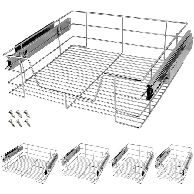Tiroir télescopique de rangement pour armoire cuisine métal chromé 30/40/50/60cm