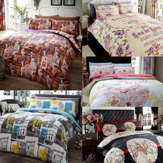 French Chic Paris Eiffel Tower Italy World Cities Duvet Quilt Cover Bedding Set