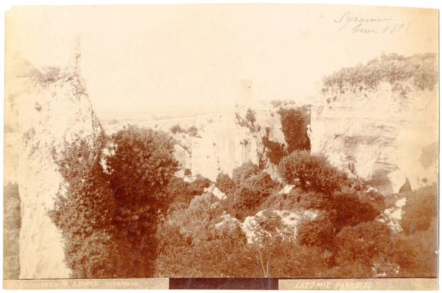Tirage Albuminé Vintage Syracuse Fontana Aretusa Sicile Italie, Circa 1870
