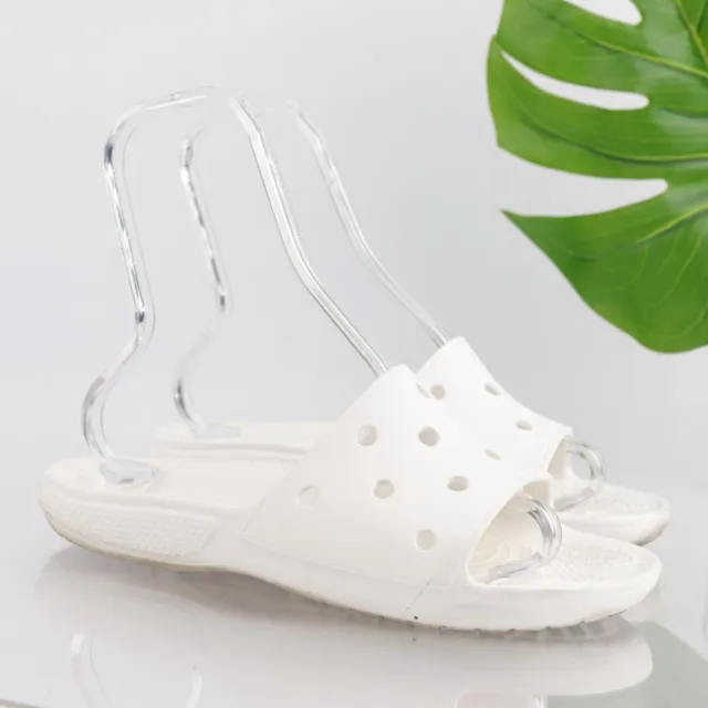 Crocs's Women's Classic Slide Sandal Size 11 White Rubber Flip Flop Beach Shoe