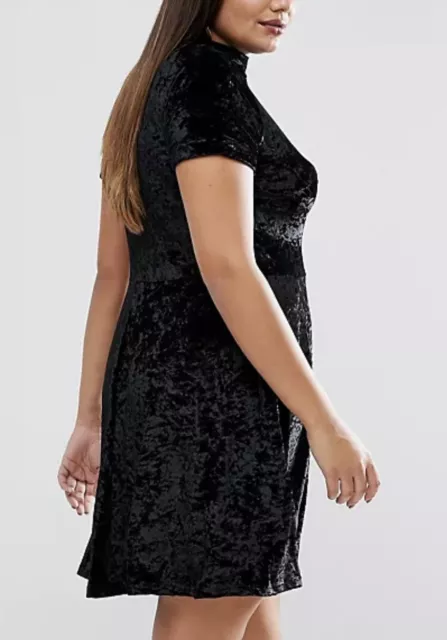 NWT Design Lab Lord & Taylor Black Crushed Velvet Dress Mock Neck Size XS $78