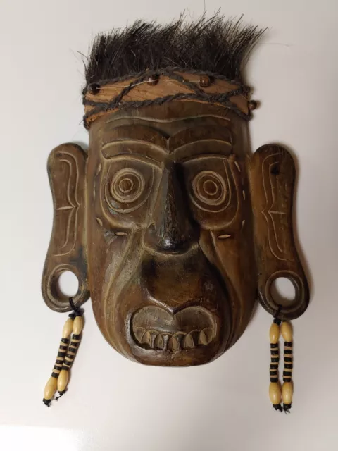 Vintage Wood Hand Carved African Tribal Mask Art  Collectible