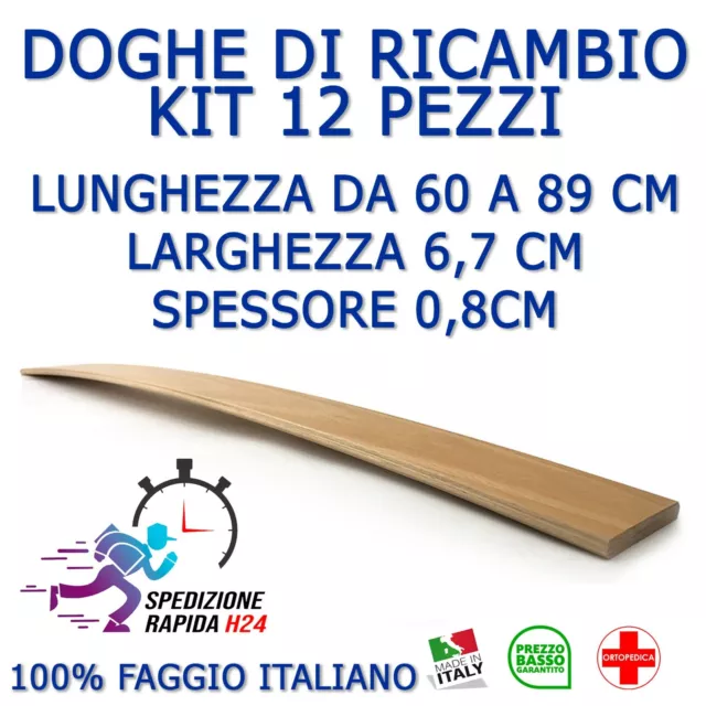 Kit 12 Doghe Di Ricambio Per Reti Letto In Legno-Tutte Le Misure Larghezza 6,7Cm