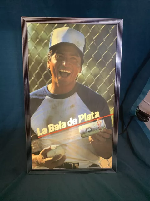 Large 1986 Vintage Coors Beer Lighted Sign” La Bala de Plata” Baseball “Working”