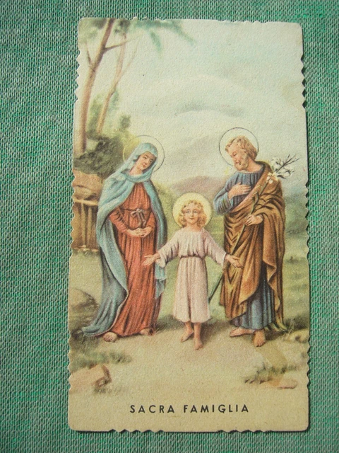 Santino Originale Fustellato E Policromo Sacra Famiglia Con Maria S. Giuseppe