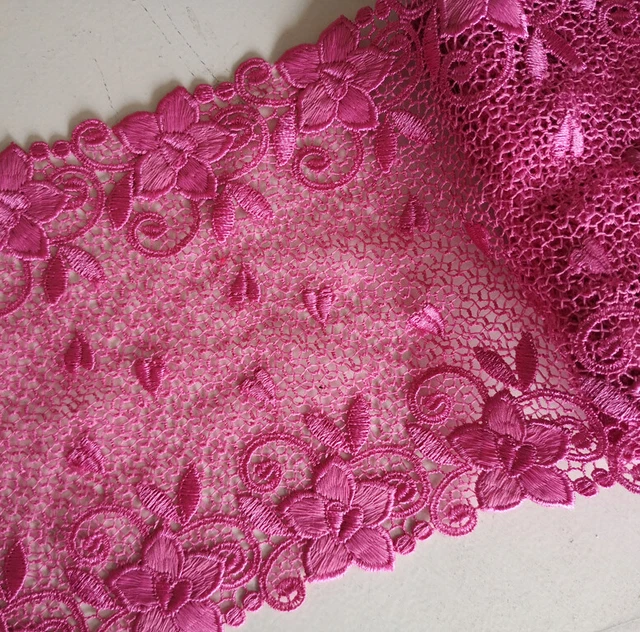 6" Wide Rayon Venise Victorian Floral Lace Hot Pink s0292