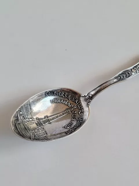 Vintage Sterling Soldiers & Sailors Monument Indianapolis Buffalo Souvenir Spoon 2