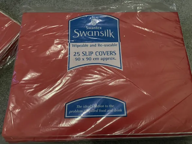 25 + 12 Red Swansilk 90cm Slip Covers Reusable Wipeable Table Covers