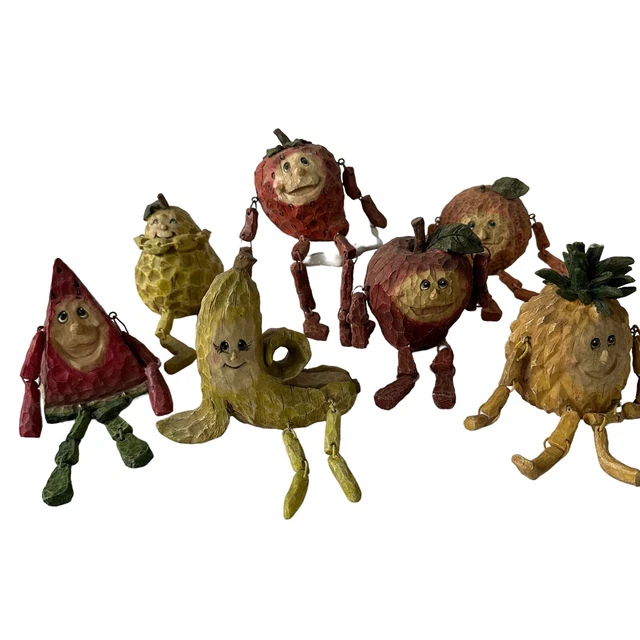 FRUIT RESIN SHELF Sitters Vintage Lot 7 Anthropomorphic Dangle Legs