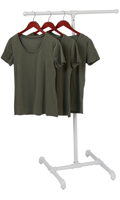 Boutique White Pipe 2-Way Clothing Rack with Straight Arms