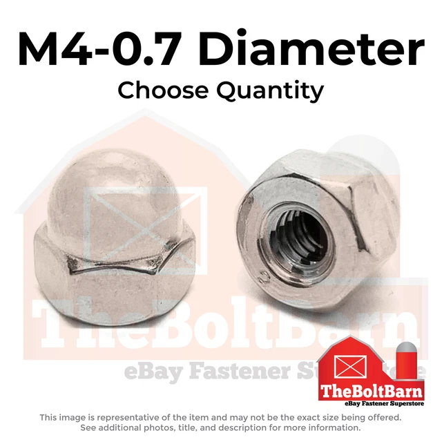 M4-0.7 Stainless Steel Acorn Nuts (Choose Qty)