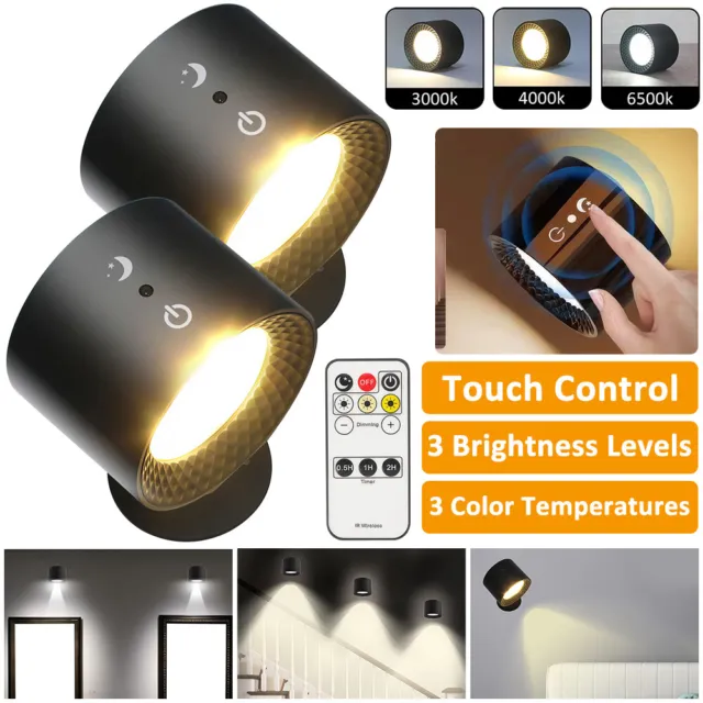 2X Modern LED Wall Light Remote Reading Lamp Indoor Home Sconce Lighting Fixture