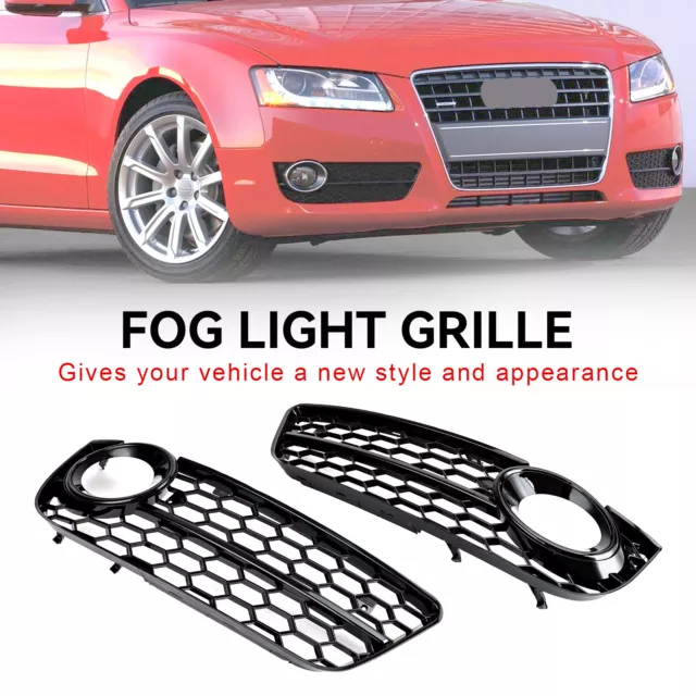 Pair Honeycomb Front Fog Lamp Cover Grille Grill Pour Audi A5 07-11