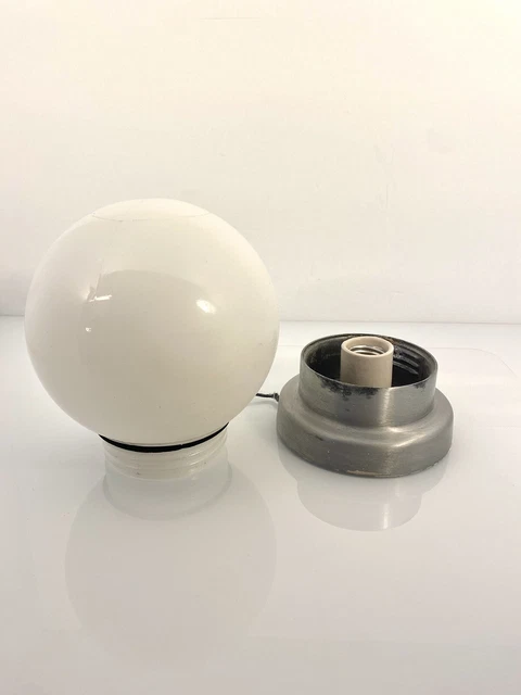 Vintage ATOMIC Ship ORB Ceiling Light Fixture GLASS Ball Globe Sealed Screw MCM