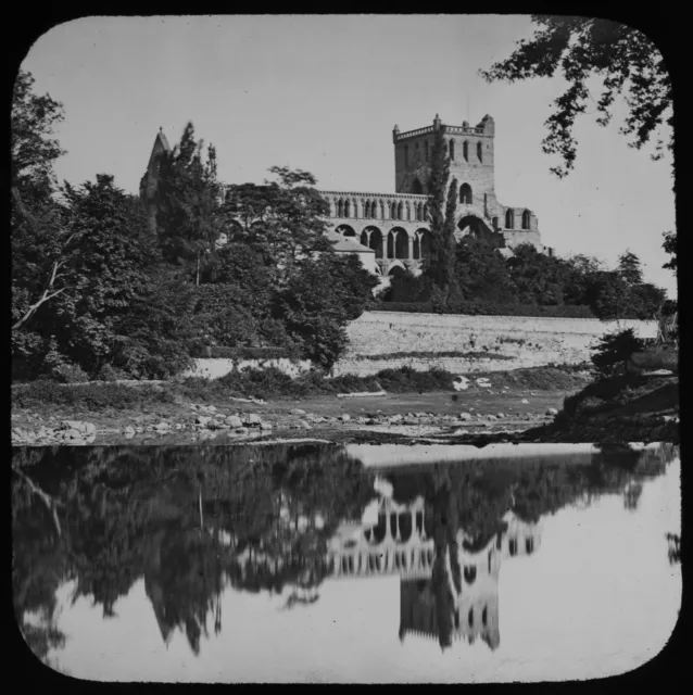 JEDBURGH ABBEY FROM THE FLUSS C1890 ALTES FOTO Magic Latern Rutsche SCHOTTLAND