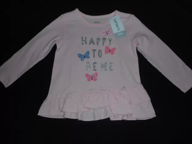 Carters Happy To Be Me Pink Shirt - Baby Girl Infant Size 18 Months