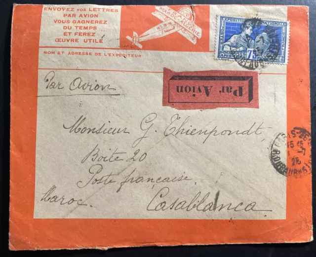 1925 Paris France Advertising Airmail Cover To Casablanca Morocco