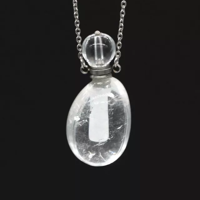 Natural Healing Crystal Quartz Gemstone Diffuser Perfume Bottle Pendant Necklace