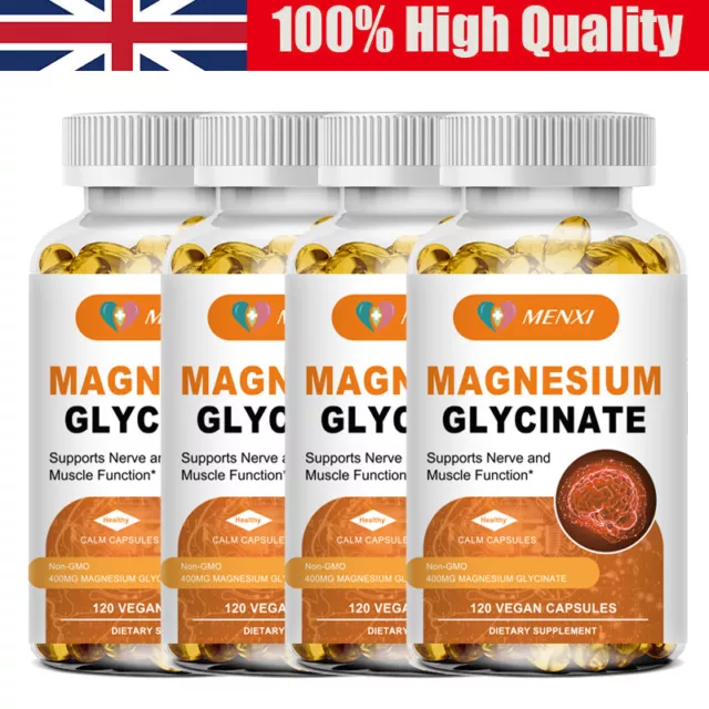 Magnesium Glycinate Capsules High Strength 400mg Fatigue Bone Health 120 Tablets