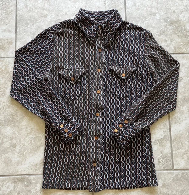 Vintage 60’s 70’s D’Gala Florida Button Down Shirt M Geometric Knit Disco Retro