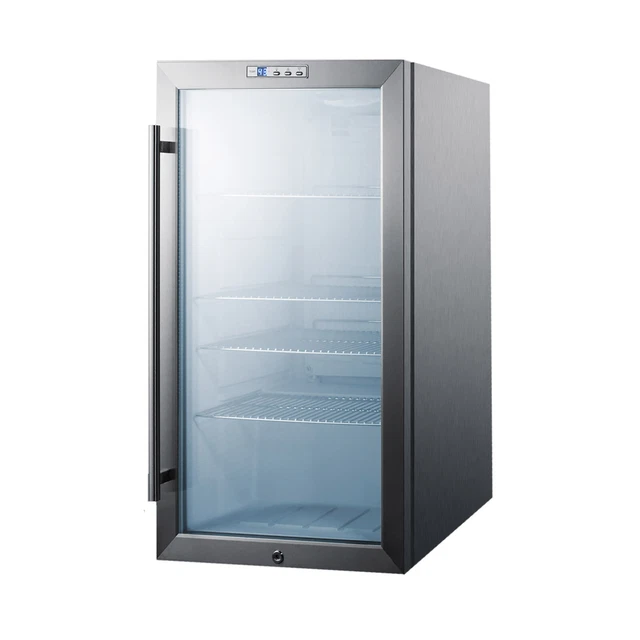 Summit SCR486LCSS One Section Beverage Center with Glass Door, 3.35 cu. ft.