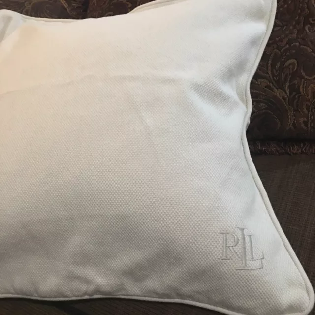 3 Lauren Ralph Lauren Square Pillow Cover Cotton Zippered Embroidered Logo Tan