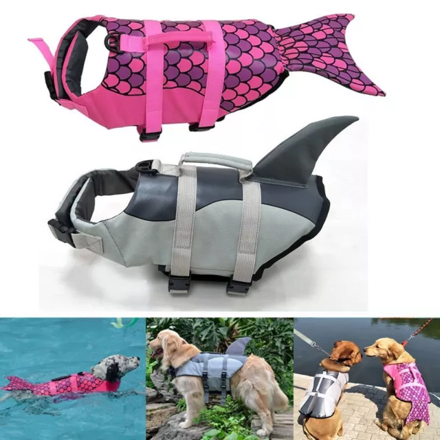 Swimsuit Mermaid Shark Dog Life Jacket Puppy Surf Saver Coat Pet Safety Clothes